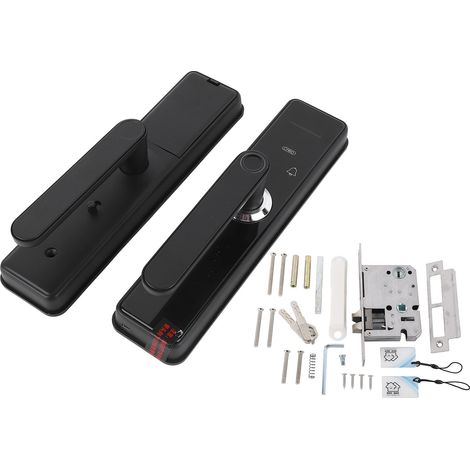 Verrou de porte à empreinte digitale, écran tactile réactif, serrure intelligente universelle sans clé pour bureau ou appartement - Noir (1/5)