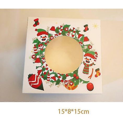 12 paquets de petites boîtes à pâtisseries de Noël, emballées dans des boîtes en carton, boîtes à gâteaux de Noël, boîtes à muffins (bonhomme de neige - petit blanc) (1/5)