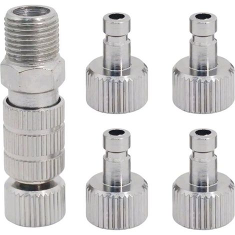 Kit d'Adaptateur de Déconnexion Rapide pour Aérographe,Ensemble de 5 Pièces avec Connecteurs Mâles et Femelles de 1/8 Pouce,Valve de (1/4)