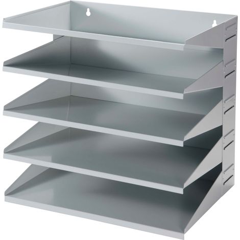 Stazione di ordinamento con 5 scomparti H330xL360xP250mm in acciaio blu chiaro (1/2)
