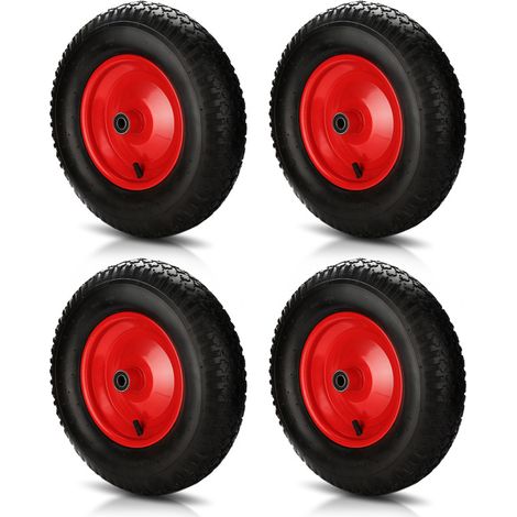 SWANEW 4X Ruota pneumatica per carriola con asse Ruota di ricambio Ø 390mm Carrello da giardino 120 kg Ruota di scorta (1/5)