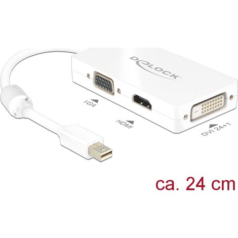 Delock adapter mini displayport male vga / hdmi / dvi female passive white