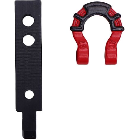 Crochet d'attelage pour voiture RC compatible avec le modèle 4107 MK07, multifonctionnel, en alliage haute résistance, pour voitures RC 1/8 et 1/10. Attelage noir avec bouton rouge. (1/5)