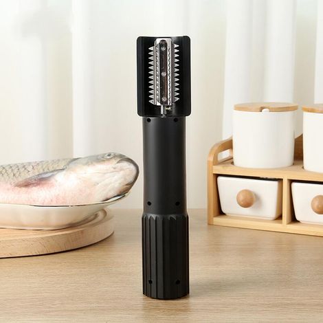 Rallador eléctrico automático y resistente a salpicaduras con funciones para pelar y cortar en rodajas - Descamador de pescado - Negro (1/5)