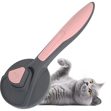 Brosse pour Chiens et Chats, Autonettoyante pour Poils pour Chiens de Petite, Conception Ergonomique Ne grattera pas la peau-Rose (1/5)