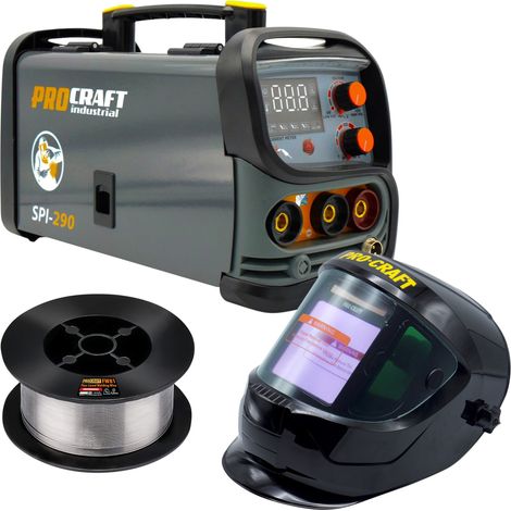 Procraft SPI-290 Kombi Inverter Schweißgerät 3,8 kW Co Flux MMA TIG Lift + Fülldraht + Schweißhelm