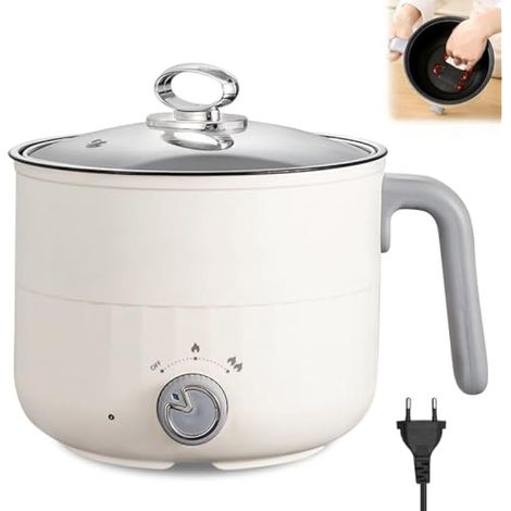 Petite Marmite Hot Pot Électrique, Petite Poêle Électrique 1,8 L, Mini Marmite Électriquek, Casserole Electrique, Portable Poêle Multifonction pour la maison, le dortoir, Réglage à deux vitesses (1/5)