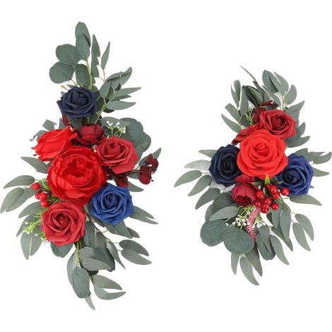 Artificial Wedding Flowers, 2 Pieces, Realistic Flowers, Faux PE Silk, Floral Decor for Wedding Bow, Indoor and Outdoor Use, with Clips (1/5)
