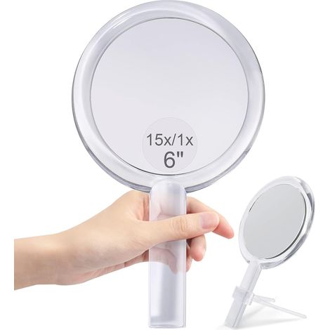 Miroir grossissant 5X, Miroir Double Face, grossissement 3X, Miroir de Maquillage avec Support, à Utiliser pour l'application du Maquillage.6 Inch/16 (1/5)