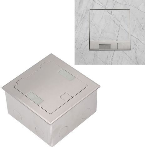 Europäische Standard-Doppelsteckdose 16A aus Edelstahl mit zwei Löchern mit USB- und Netzwerkanschlüssen, Marmor-Design, universelle Unterputz-Bodensteckdose, AC250V. (1/5)
