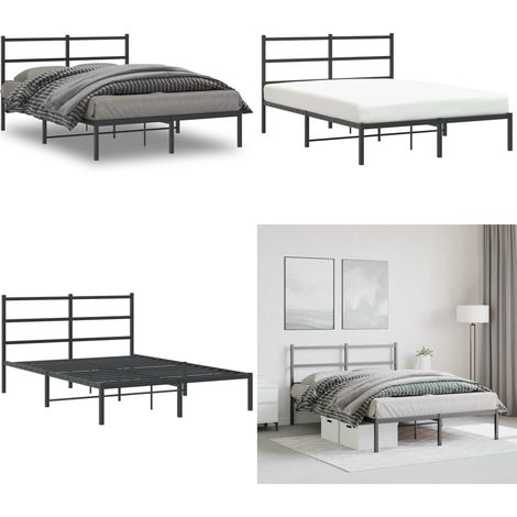 Bettgestell mit Kopfteil Metall Schwarz 140x200 cm - Metallbettfundament - Doppelbett - Schwarzes Bettgestell - Boxspringrahmen - Schlafzimmermöbel - Home & Living (1/5)