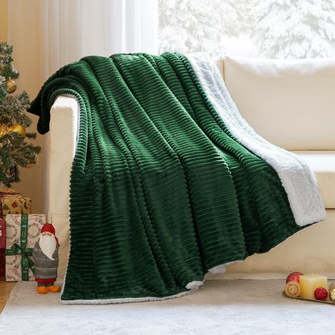 Noël Couverture Plaid Flanelle Polaire Velvet Peluche Moelleuse Réversible Dou Sofa Canapé Lit Microfibre Léger Souple Chaude Douce Bébé 150X200CM Rouge (1/5)