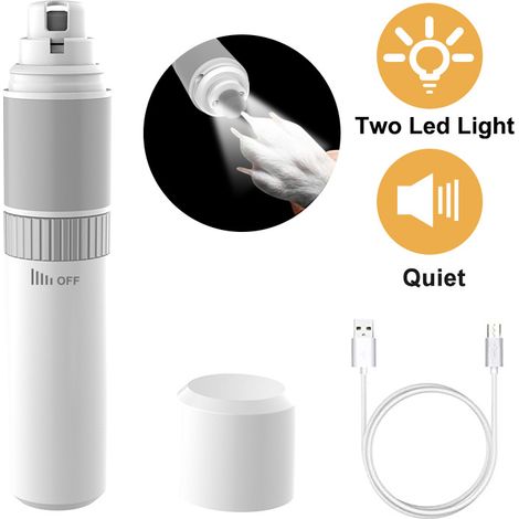 Tondeuse Électrique Silencieuse pour Griffes De Chien Et Chat Coupe-Ongles Portable avec Design Ergonomique Et Absorption Silicone Soin Doux Et Sécurisé des Griffes pour Animaux