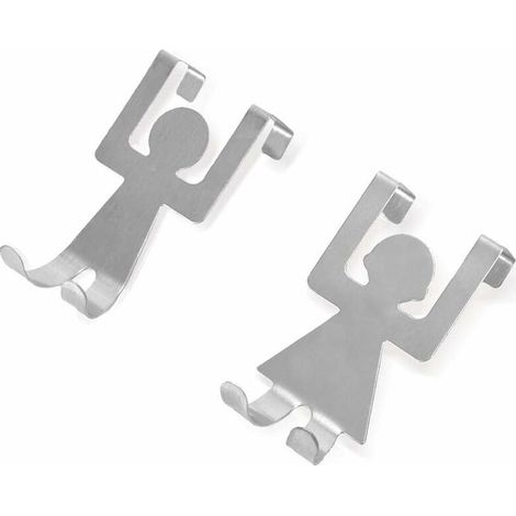 2 Pack No Drilling Door Hooks Creative Door Hooks Stainless Steel Coat Rack 8 x 4.5cm (1/5)