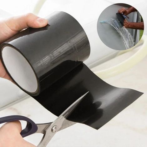 Ruban Adhésif Étanche Super Fort Avec Isolant Pour Arrêter Les Fuites, Bande Autoadhésive De Réparation Performante Pour Joints Pour Auto-Fixation Et Pour Conduits D'isolation De 150cm - Noir 10cm X1. (1/5)