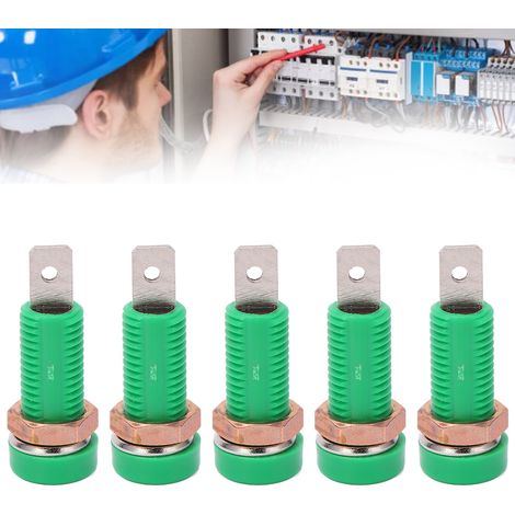 J.40015 4 mm Panelstecker mit 4 mm Bananenstecker, Messinganschlüsse, 10 Stück pro Packung, grün. (1/5)