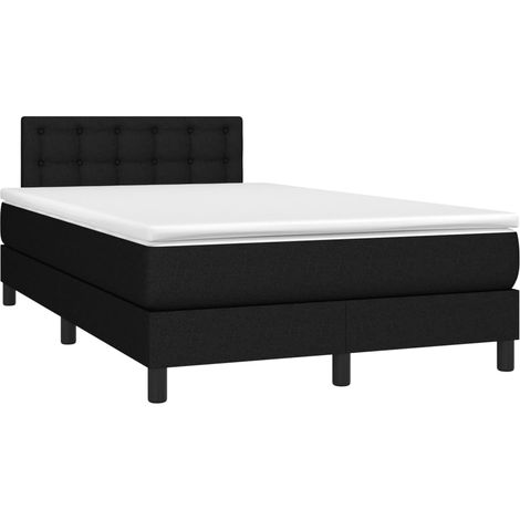 Estructura de cama LED con cabecero con somier colchón 120 x 200 cm tela negra TDL0209294