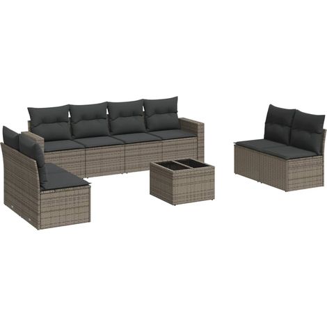 Maison Exclusive - 9-tlg. Garten-Sofagarnitur mit Kissen Grau Pol