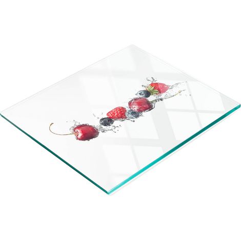 Piatto decorativo multifunzionale in vetro per cucina, con motivo frutti di bosco, 60x52 cm. (1/5)