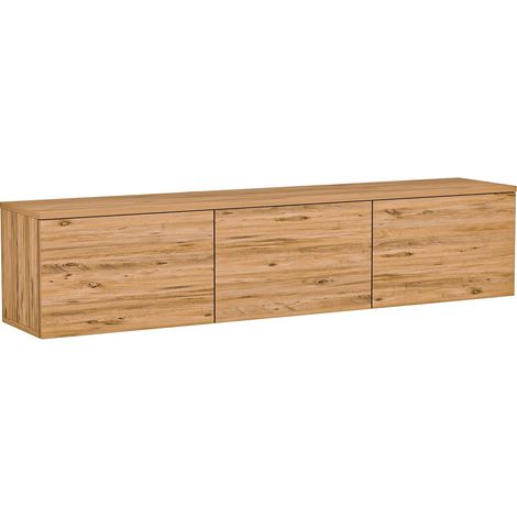 Porta TV in legno sospeso "illuminato al neon" con illuminazione a LED - 160 x 32 x 35 cm - Marrone