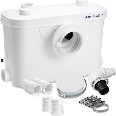 Broyeur Sanitaire 400 W Pompe de Relevage sanitaires 100 L/min Distance de pompage verticale de 8 m avec 3 entrées pour Toilettes, Évier et Baignoire avec filtre à charbon (1/5)