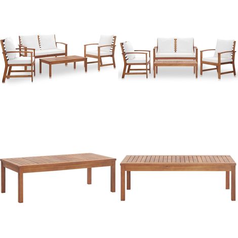 4-tlg. Garten-Lounge-Set mit Auflagen Massivholz Akazie - Gartengeräte - Gartentisch - Gartenbank - Gartenstuhl - Loungemöbel - Home & Living