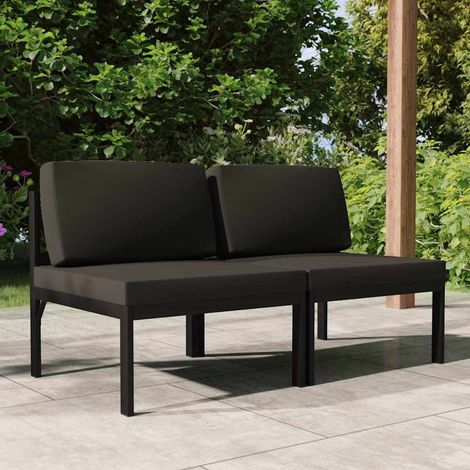vidaXL Canapé de jardin 2 places avec coussins Aluminium Anthracite (1/5)