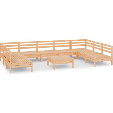 Maison Exclusive - 10-tlg. Garten-Lounge-Set Massivholz Kiefer (1/5)