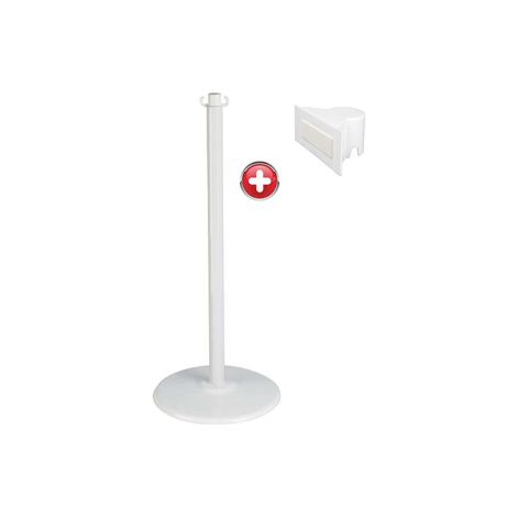 Poteau acier 1m10 Blanc sur socle acier avec support panneau - 2000130