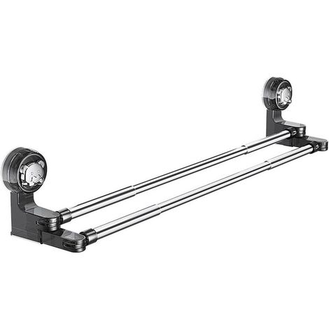 Wall-mounted suction cup towel rack with double bar, adjustable 50–100 cm, for bathroom, kitchen and laundry room (1/5)