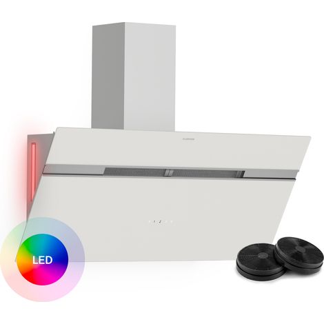 Klarstein Alina Dunstabzugshaube - 90cm Kopffreihaube, 615 m³/h Luftstrom, Touch Control, A Energieeffizienz, LED-Beleuchtung, Umluft & Abluft, Geräuscharm 54 dB, Weiß (1/5)