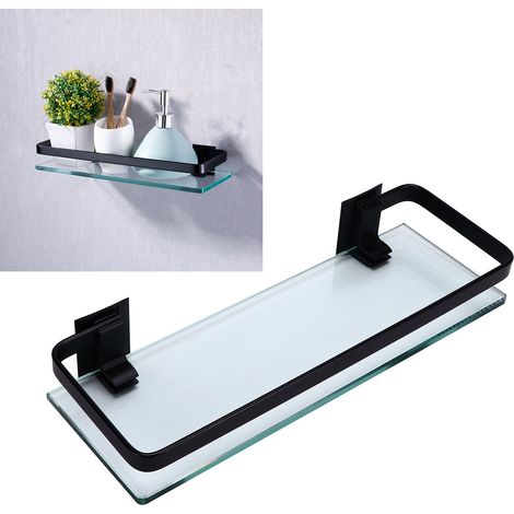 Étagère de rangement en aluminium spatial pour salle de bain et toilettes, en verre trempé et épaissi. (1/5)