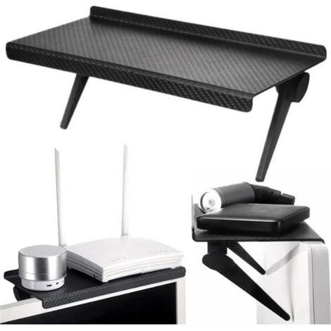 2 Étagères supérieures pour écran TV, support réglable pour moniteur, présentoir de rangement en ABS noir, idéal bureau et salon