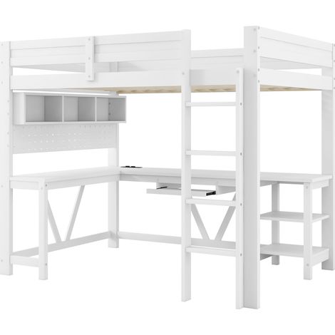 CAIziLit mezzanine gaming 90x200 cm en bois avec bureau, LED et rangement (1/5)