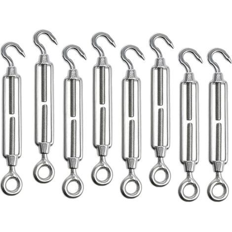 8 pièces M5 Tendeur Cable Tendeur Acier Inoxydable Réglable Tendeur Crochet et œil Acier Inoxydable 304 Tendeur de Fil pour Corde Cable Fil à Linge Jardin Grillage (1/5)
