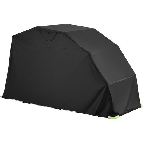 Abri Moto avec Serrure, Tente Garage Pliante 600D Oxford, Protection Toutes Saisons pour Moto, Fenêtres d'Aération, 346x137,5x190 cm, Noir (1/5)