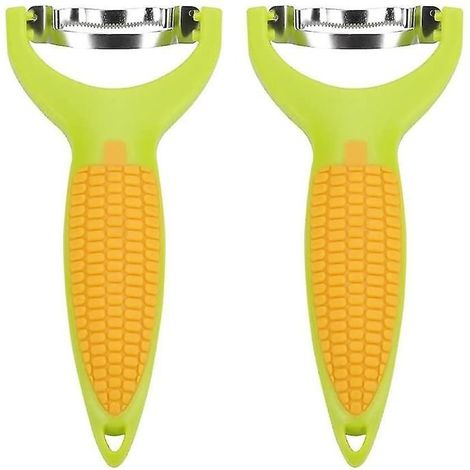 Éplucheur de maïs en acier inoxydable, 2 pièces, couteau à épis de maïs avec fermeture éclair et protection, style 1 (1/5)