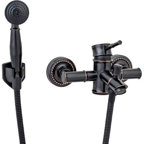 RUBINETTO VASCA DA BAGNO RETRO A PARETE S-1182BV NERO (1/2)