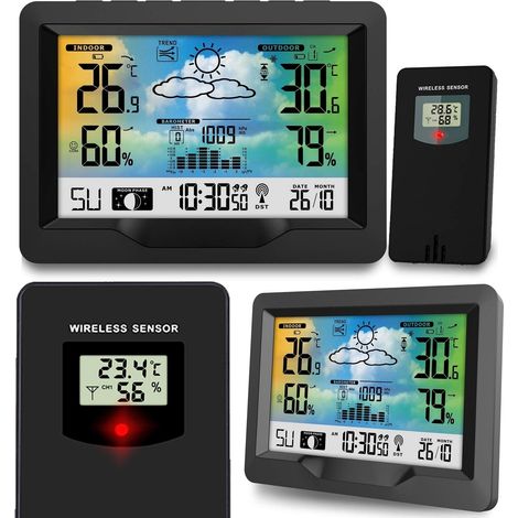 Schwarze wetterstation mit display bd 901