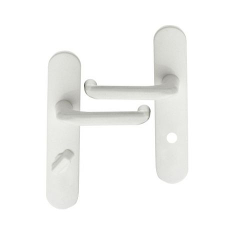 Ouvre&Déco – Poignée de porte tubulaire avec verrou de condamnation – Nylon blanc – Entraxe 195 mm – Pour salles de bains et WC (1/3)