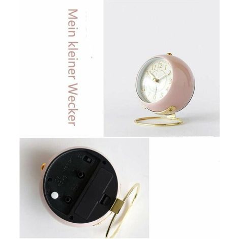 7,6 Cm Silencieux Sans Tic-Tac Mini Carillon De Nuit RéVeil Analogique à Quartz Avec Veilleuse Grand Visage (Rose) (1/3)