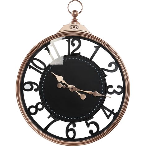 Reloj de pared negro cobrizo 44 cm metal colgante números arábigos Alloza (1/5)