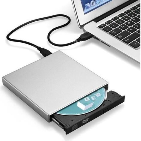 Graveur DVD Externe - - USB 2.0 - Compatible Windows et Mac - Vitesse d'écriture 24x - Lecture 24x