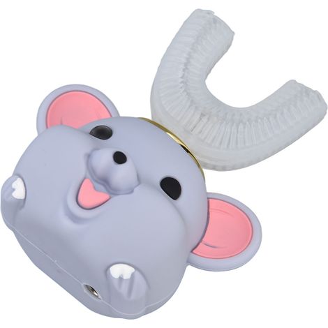 Brosse à dents électrique enfant en forme de U, silicone cartoon, rechargeable USB, brosse douce pour dents, kit de nettoyage (1/5)