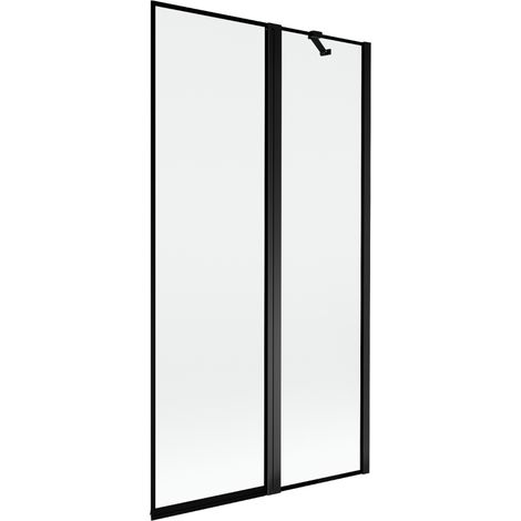 Mexen Mist Badewannenfaltwand 2-teilig rechts 100 x 150 cm, schwarzer Rahmen, schwarz - 8A9-100-011-70-70-P