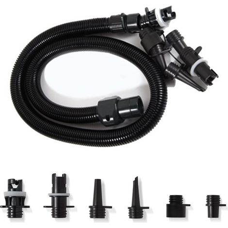Kit adaptador para bomba de paddleboard - 1 manguera de aire + 6 boquillas - Conector de manguera de aire extraíble para bombas de SUP - Compatible con la mayoría de las bombas eléctricas de SUP