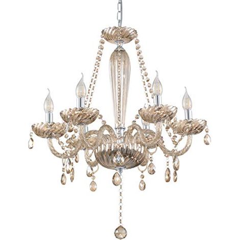 Lampadario A Sospensione Classico Basilano Acciaio Cromo Vetro 6 Luci E14 (1/4)
