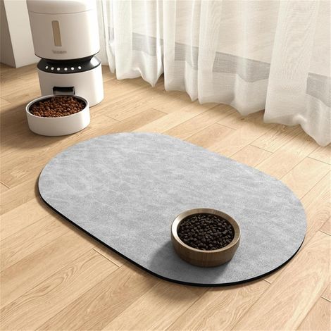 Cat and Dog Feeding Mat, Absorbent Non-Slip Pet Food and Water Mat for Dogs & Cats, Easy to Clean - Solid Color (Grey, 40x60cm) (1/5)