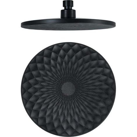 Shower Head, 9-inch Round Fixed ABS Shower Head, Water-Saving High-Pressure Rain Shower Head, G1/2" Connection, Black (1/2)