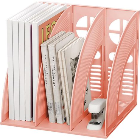 Porte Revue Bureau, 3 Compartiments Porte Revue A4, Rose (1/5)